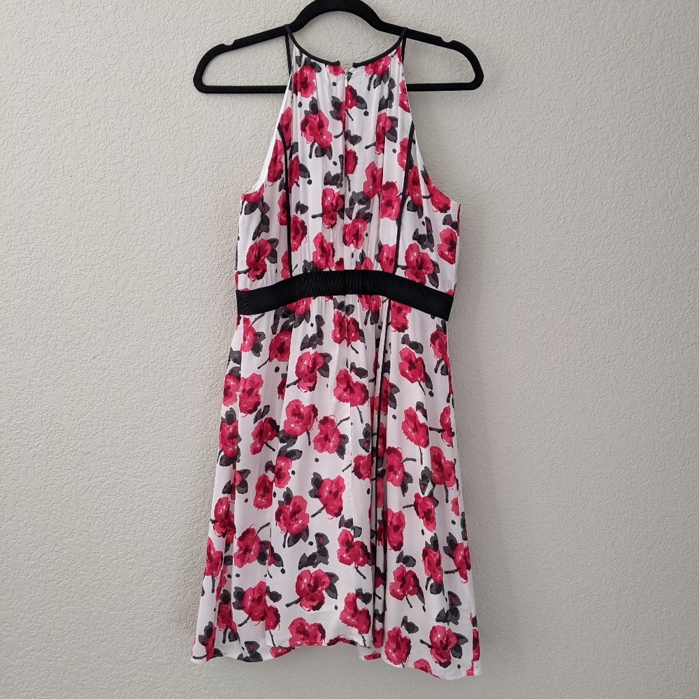 LOFT 6 white high neck floral mini dress